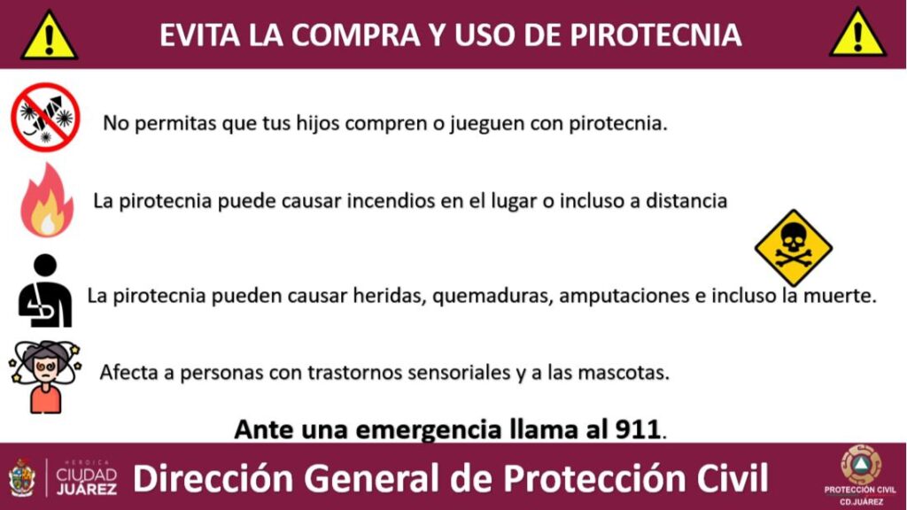 Advierte Protección Civil A Juarenses Sobre Los Riesgos Por Usar Pirotecnia