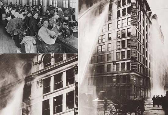1908, un incendio en una fábrica textil de nueva york provoca la muerte de 129 mujeres trabajadoras
