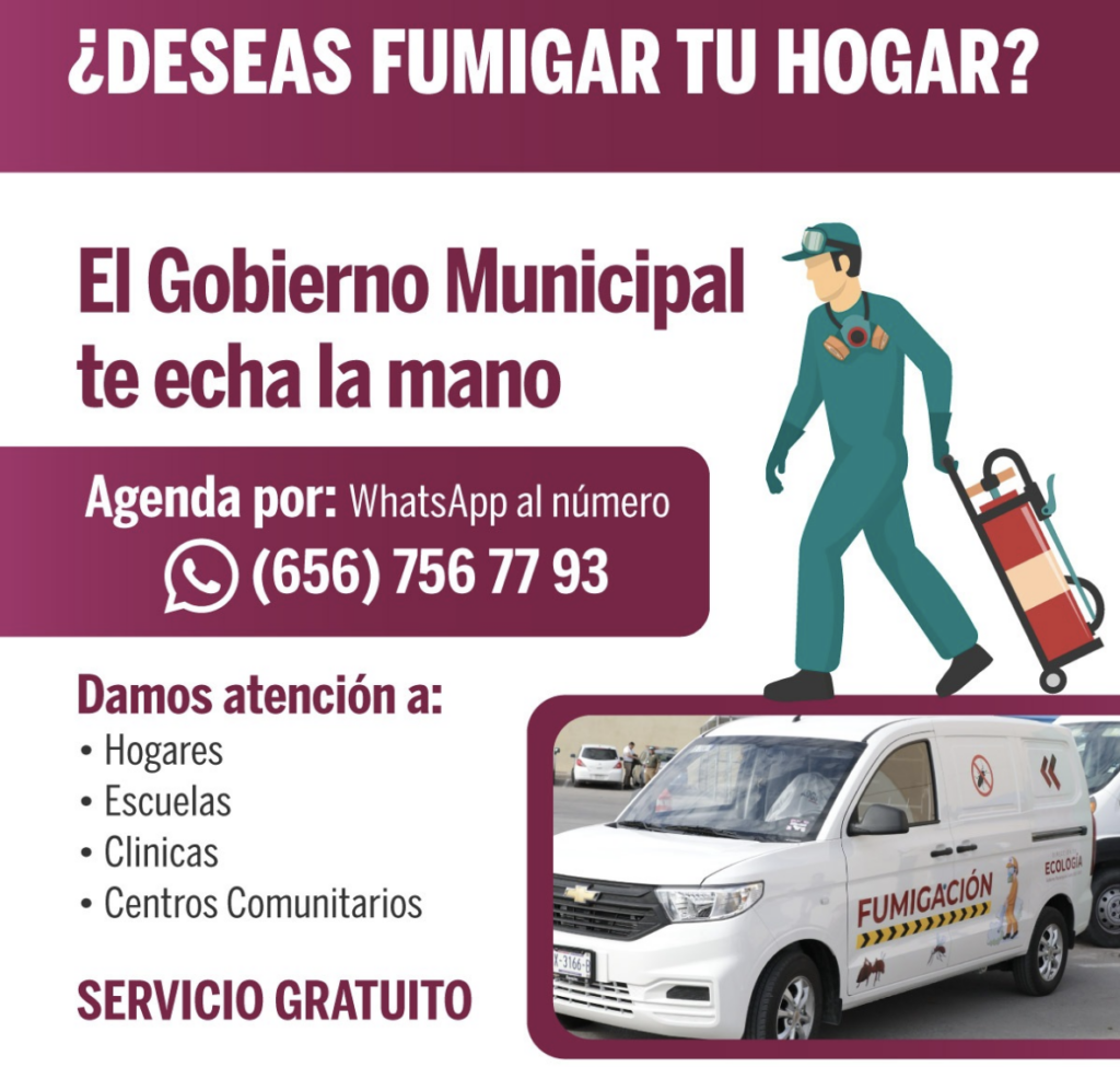 Invita dirección municipal de ecología a solicitar servicio de fumigación gratuita en juárez