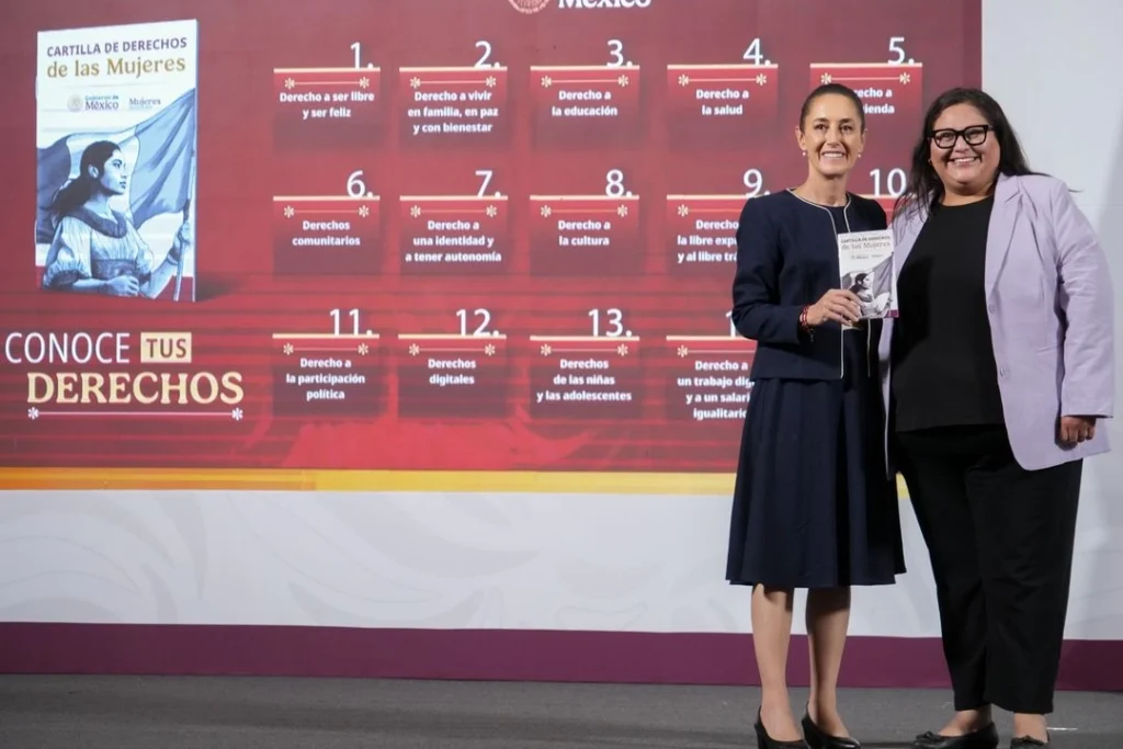 Recibe presidenta sheinbaum cartilla de los derechos de la mujer en vísperas del 8m