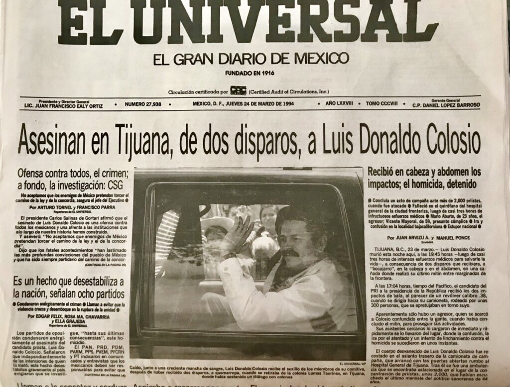 Es asesinado luis donaldo colosio, candidato del pri a la presidencia de méxico