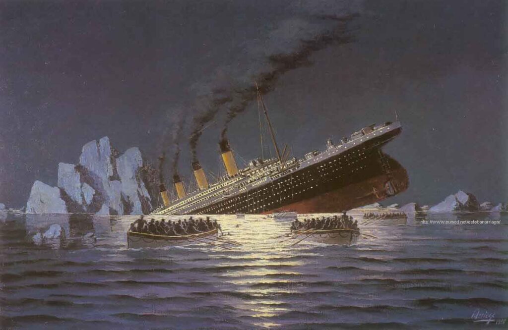 1912, el %22titanic%22, el mayor trasatlántico del mundo, choca con un iceberg frente a terranova y se hunde
