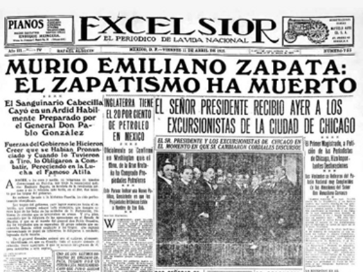 1919, es asesinado el líder revolucionario mexicano emiliano zapata en una emboscada