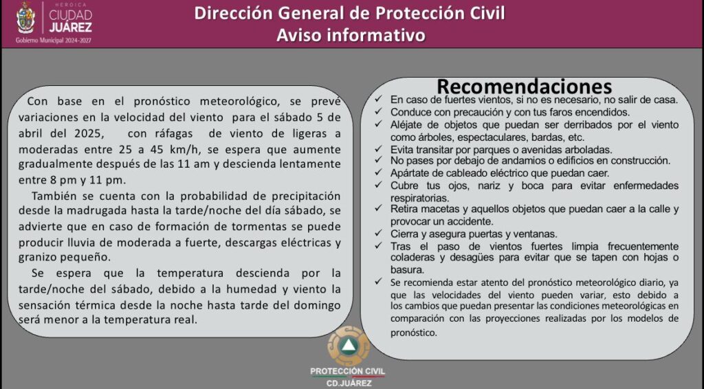 Alerta preventiva por descenso de temperatura y condiciones meteorológicas adversas