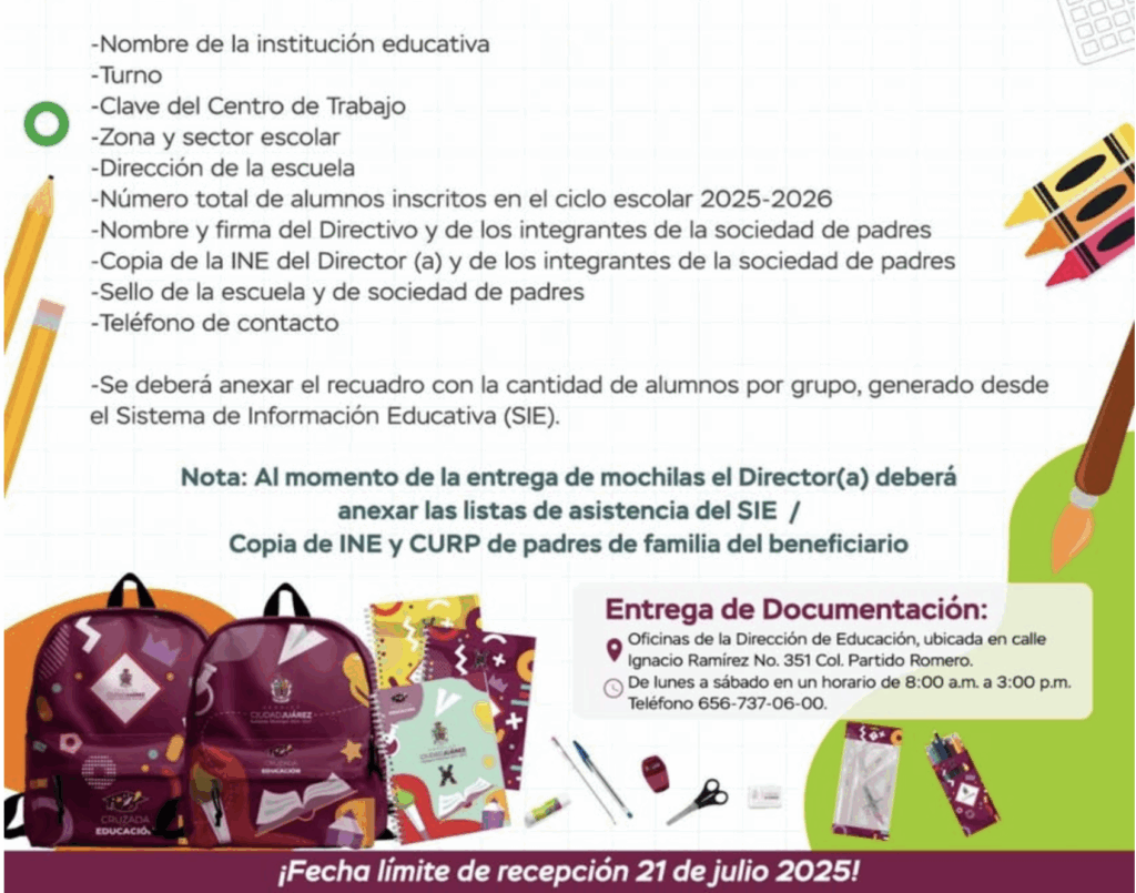 Este lunes 21 concluirá la convocatoria para solicitud de mochilas y útiles escolares