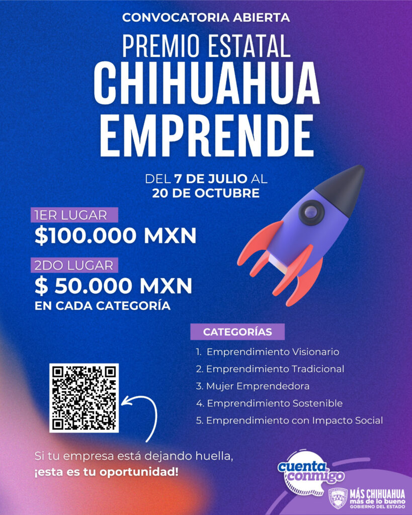 Invita side a participar en el %22premio chihuahua emprende 2025%22, será de 100 mil pesos