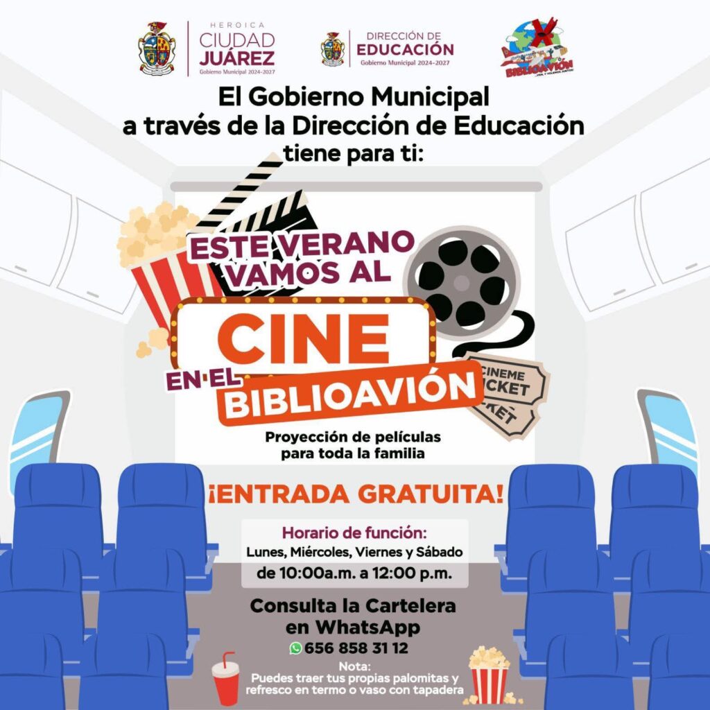 Continúan las funciones de “cine en el biblioavión”, invitan a menores este verano