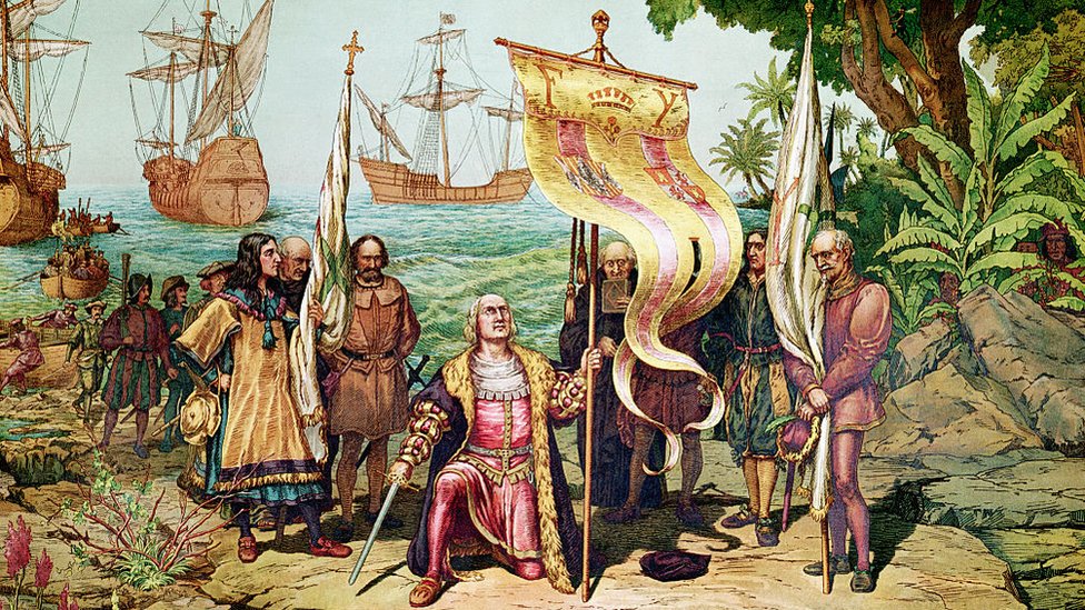 1492, cristóbal colón desembarca en la isla de guanahani, a la que llamó san salvador, y descubre américa