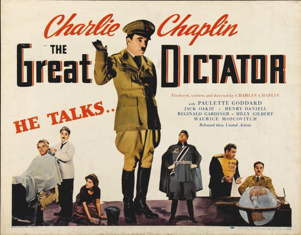 1940, se estrena en nueva york la película 'el gran dictador', una sátira sobre el nazismo, protagonizada por charles chaplin