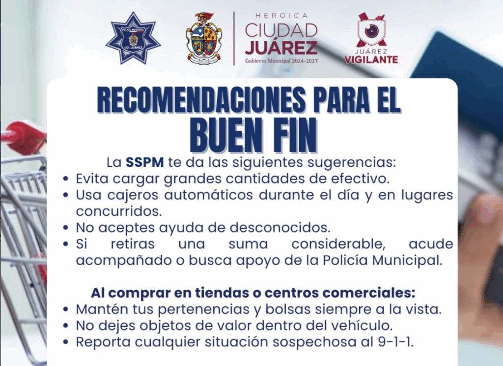 Seguridad pública municipal emite recomendaciones de seguridad durante el buen fin