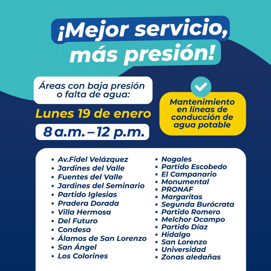 Anuncia JMAS corte de agua por trabajos de mantenimiento en la red de ...