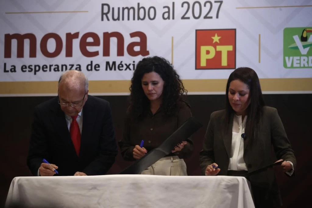 Morena, pvem y pt refrendan alianza rumbo a las elecciones intermedias de 2027
