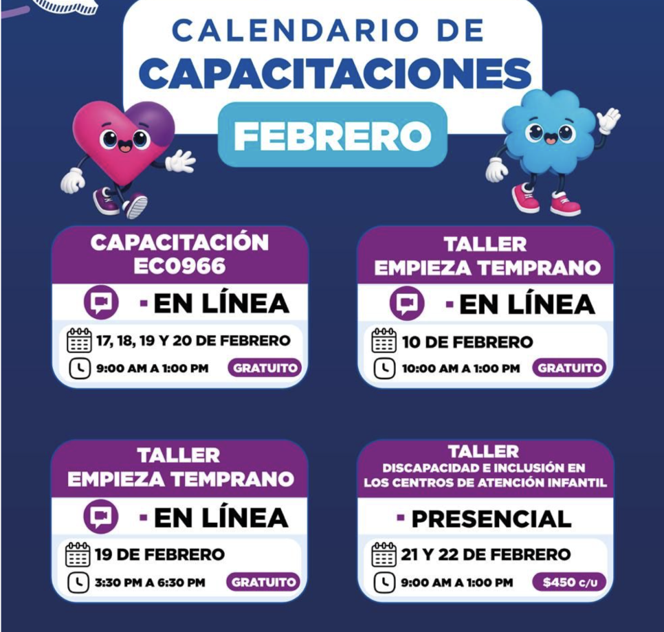 Presenta ichdii calendario de capacitaciones para estancias infantiles durante febrero