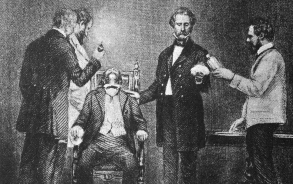 1842, crawford williamson long, médico y farmacéutico estadounidense, utiliza anestesia en una operación quirúrgica por primera vez en la historia