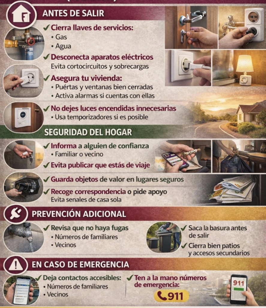 Emiten recomendaciones para proteger los hogares durante estas vacaciones