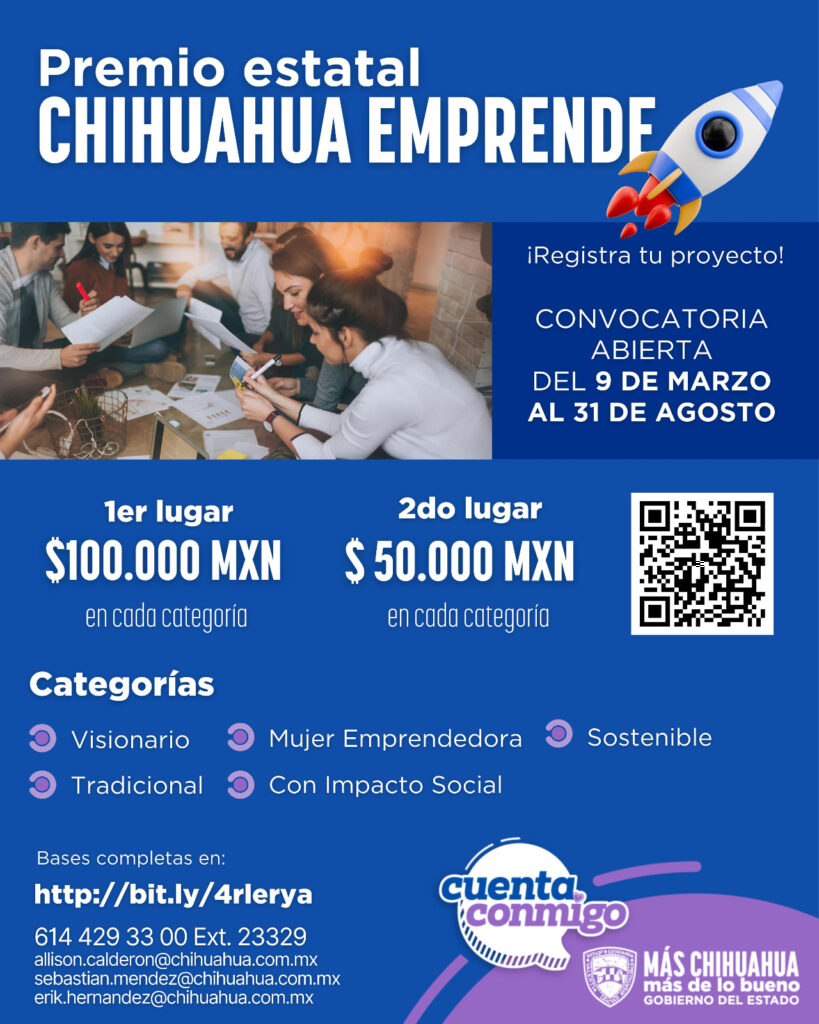 Invita el gobierno estatal a participar en el premio chihuahua emprende 2026