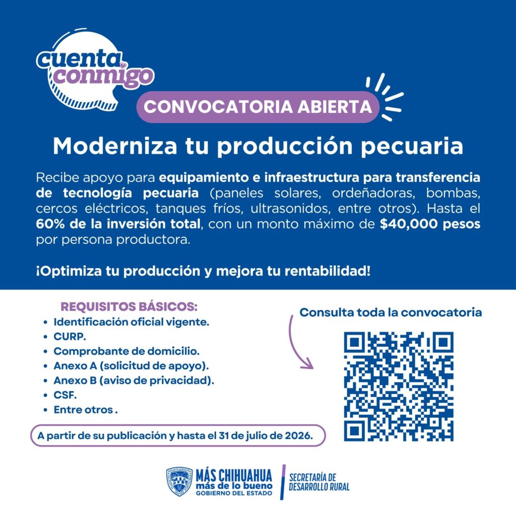 Abren convocatoria para la producción pecuaria con equipamiento y tecnología