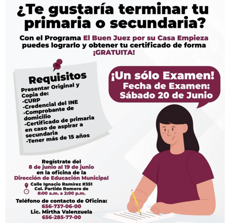 Dirección de educación invita a concluir la secundaria o primaria con un examen único