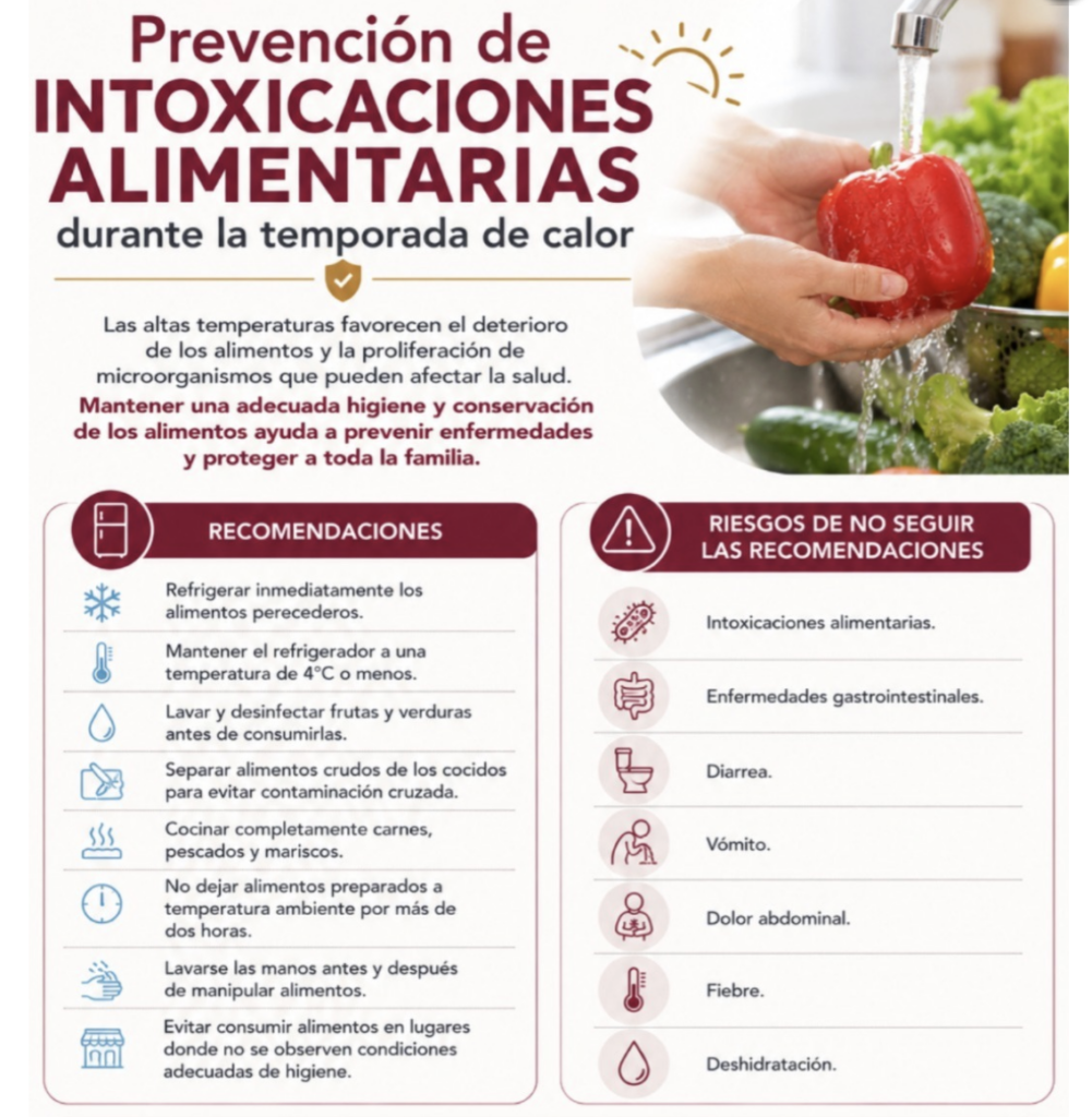 Pide Salud Municipal prevenir intoxicaciones alimentarias en la temporada de calor