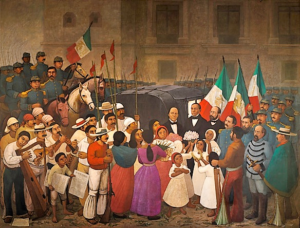 1867, el presidente Benito Juárez entra en la ciudad de México tras derrocar al imperio de Maximiliano