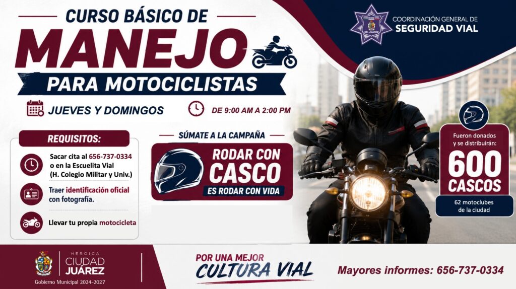 Invita Seguridad Vial a los juarenses a cursos de manejo básico para motociclistas