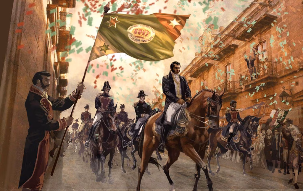 1821, se registra la entrada triunfal del Ejército Trigarante en Ciudad de México, al mando de Agustín de Iturbide