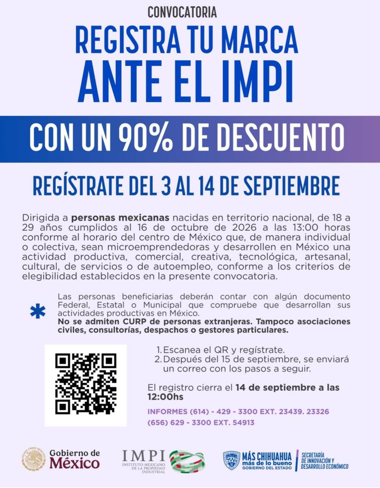Convocan a jóvenes micro emprendedores a registrar su marca con 90% de descuento