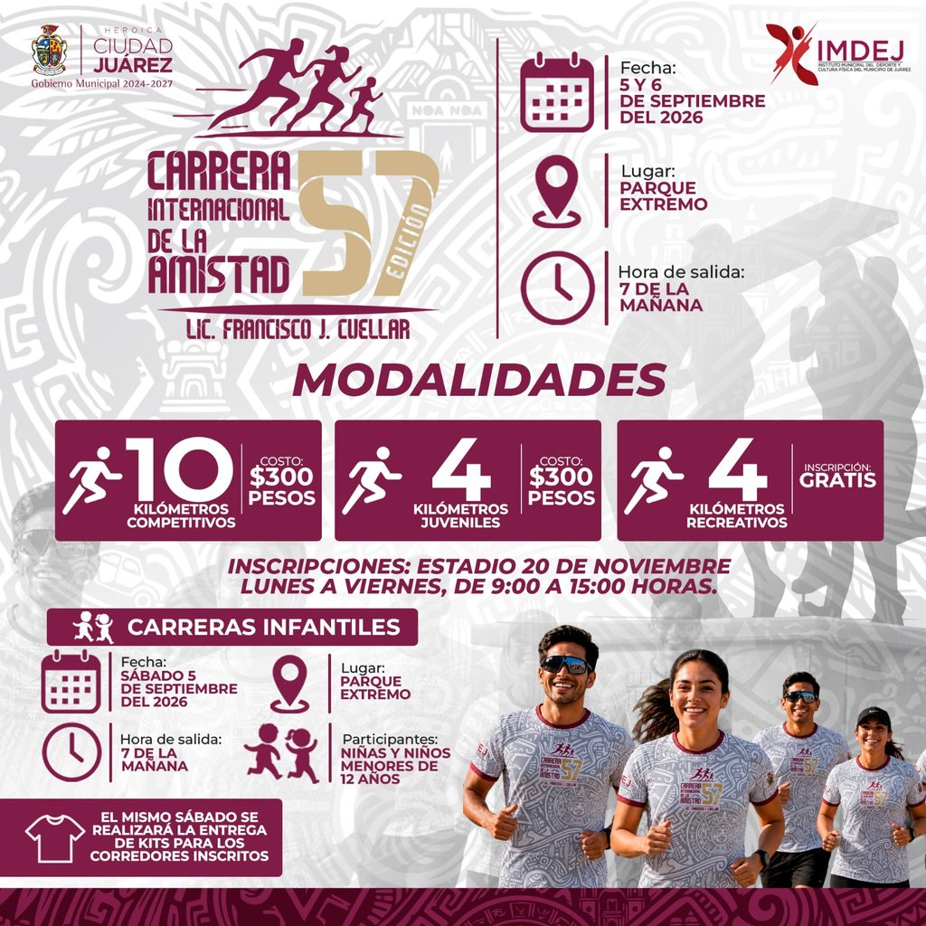 Todo listo para la Carrera Internacional de la Amistad 2026 este 4 y 5 de septiembre