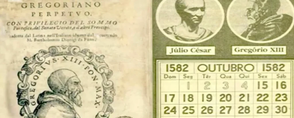 1582, el papa Gregorio XIII decreta el calendario gregoriano en lugar del juliano. La noche del 4 de octubre da paso al 15 de octubre