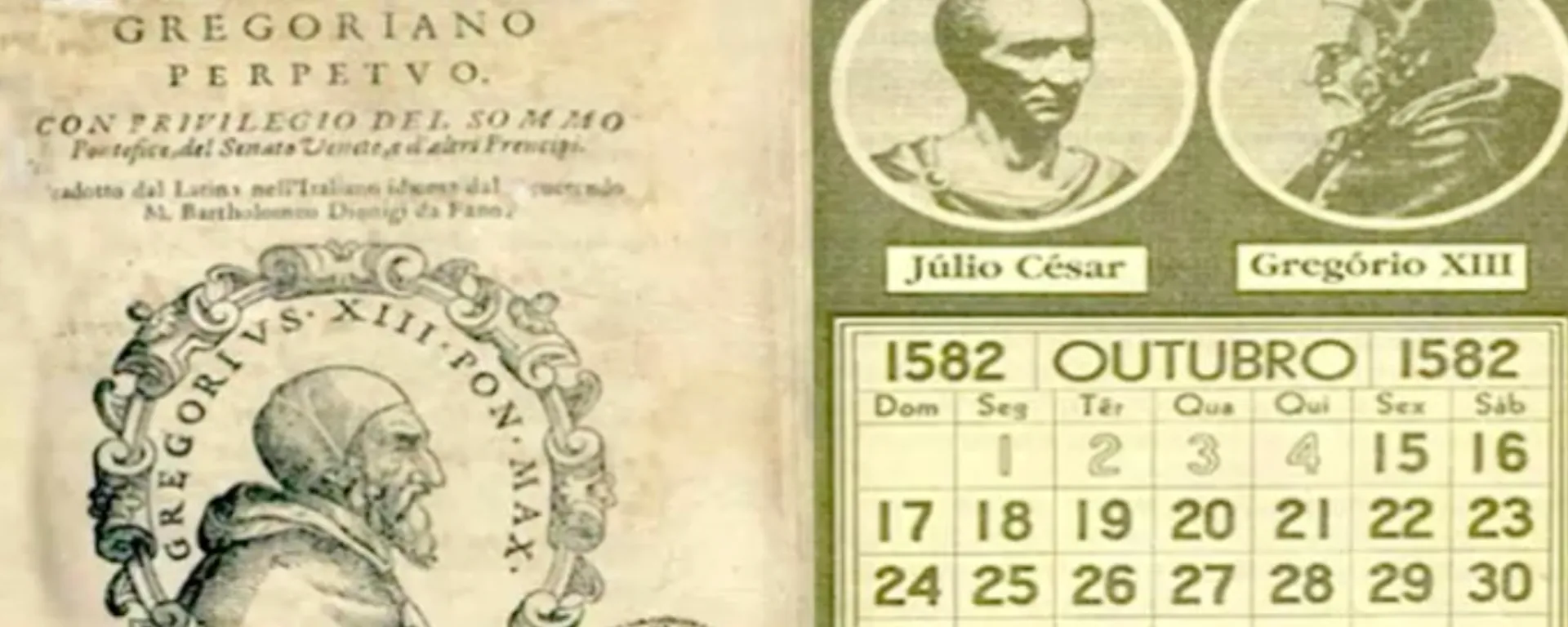 1582, el papa Gregorio XIII decreta el calendario gregoriano en lugar del juliano. La noche del 4 de octubre da paso al 15 de octubre