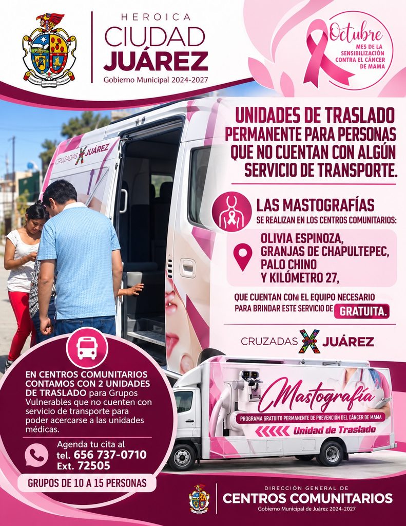 Centros Comunitarios ofrece mastografías gratis y traslado a las unidades médicas